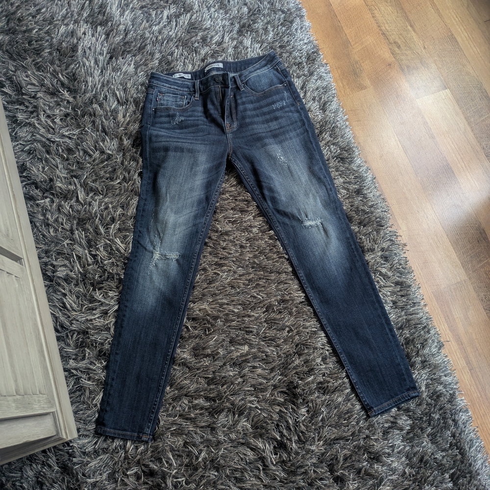 Vigoss Dark Indigo Distressed Women's Skinny Jeans